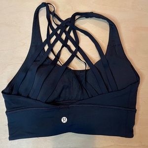 Lululemon Athletica Black Free to Be Longline Strappy Sports Bra Size 6